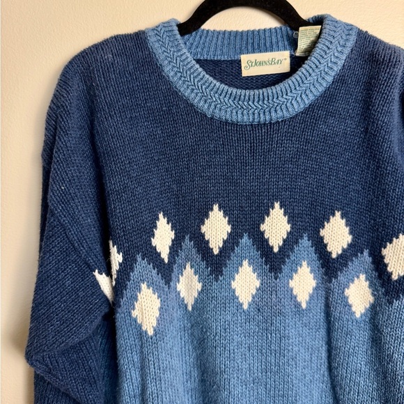 Vintage St. John’s Bay ramie/cotton diamond knit sweater size Large - Picture 4 of 5